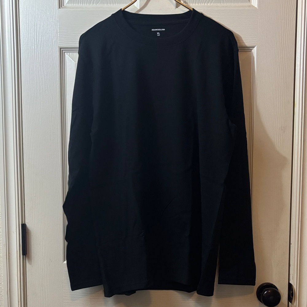 Black Long Sleeve Men's Shirt merino wool, tencel, spandex